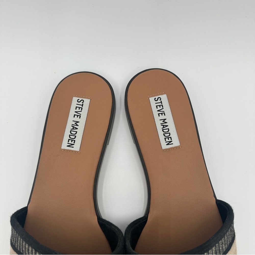 Steve‎ Madden Knox Womens Sandal Size 7.5 M Black Open Toe Slip On St Barts - Picture 4 of 8